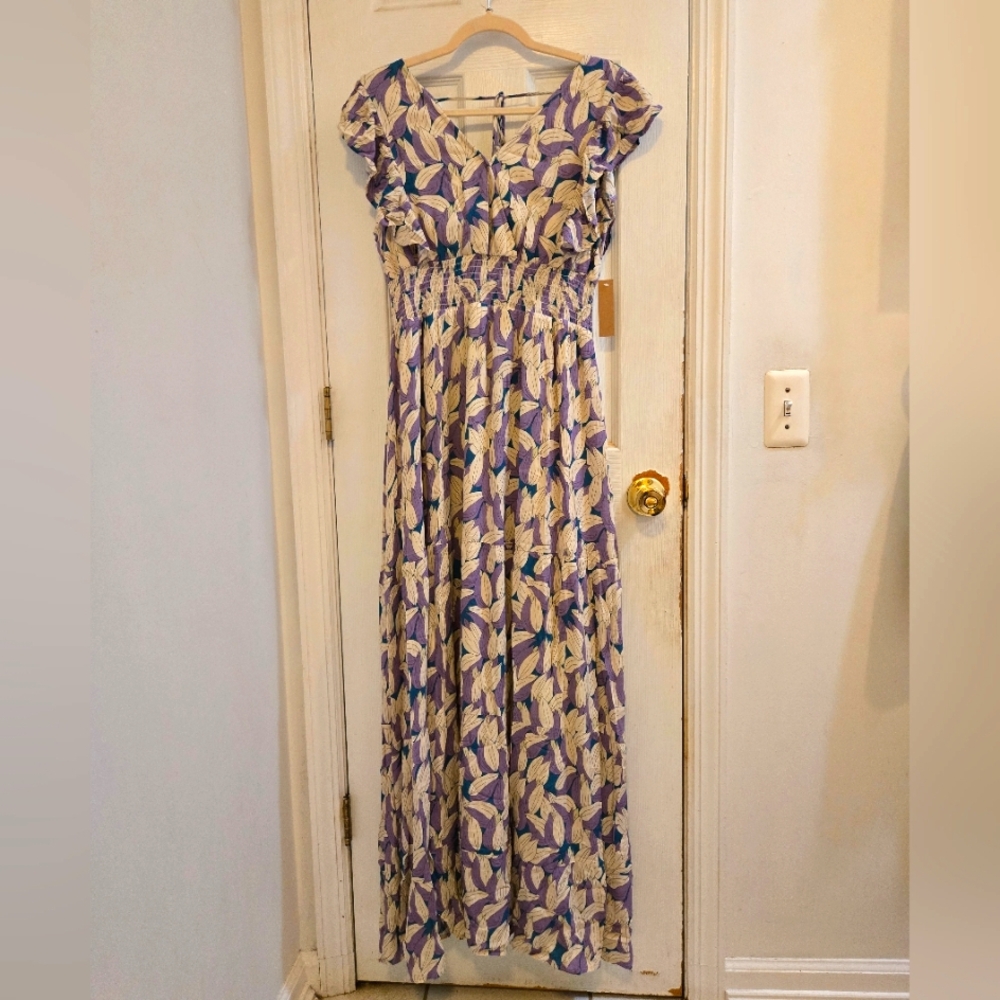 Rokoko Blue V-Neck Sundress with Flutter Sleeves Large - Picture 10 of 10